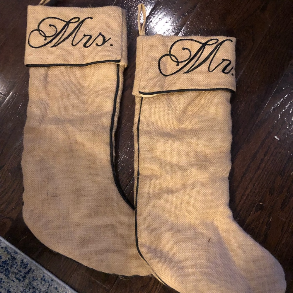Burlap stockings - Mr and Mrs